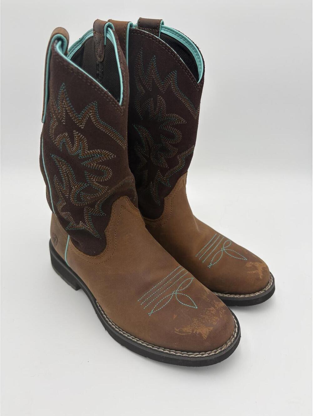 Ariat Delilah $140 Women's US 7B Western Cowboy Boots Brown Leather Embroidered
